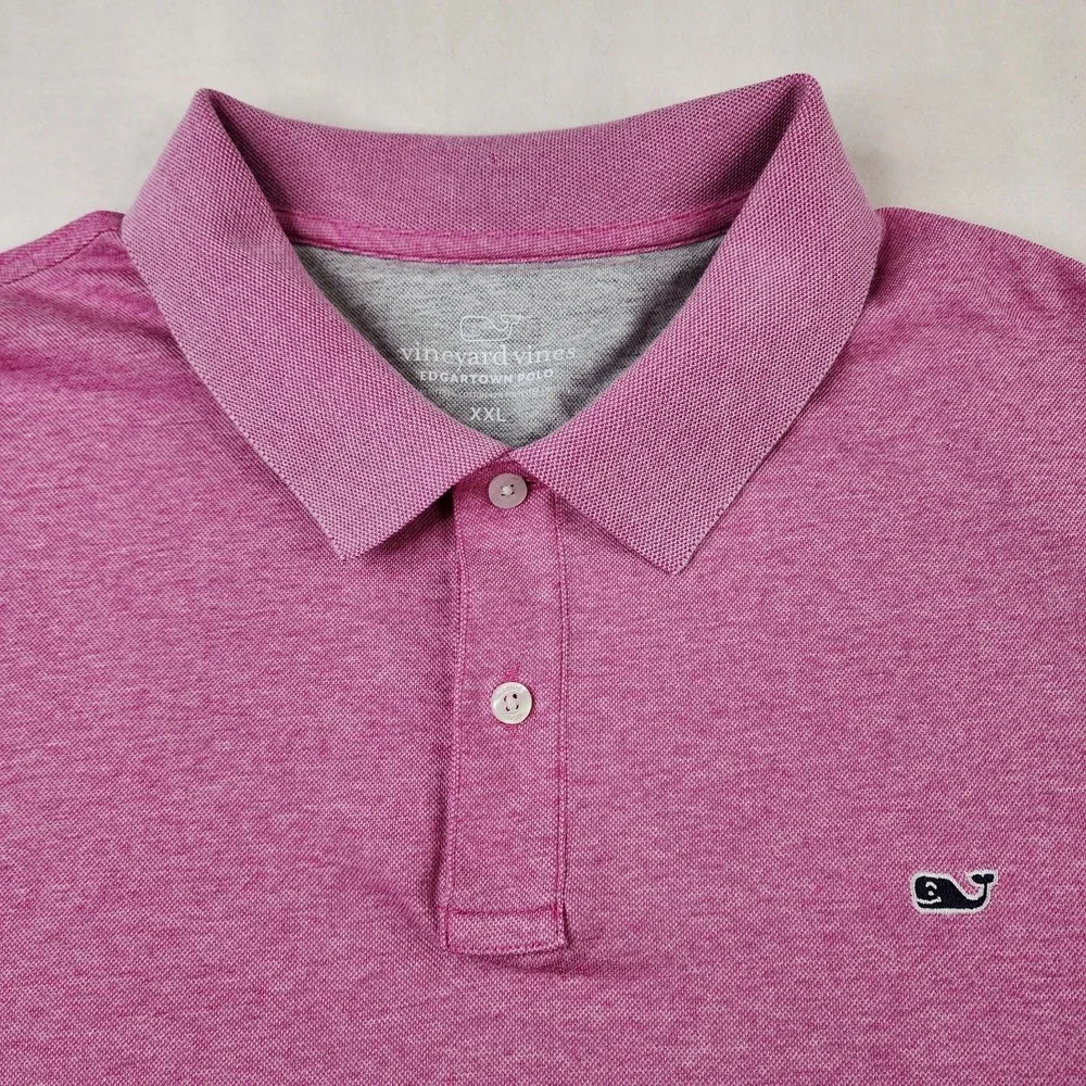 Vineyard Vines Pink Polo Shirt Mens XXL Short Sleeve Whale Logo Edgartown - Picture 1 of 8